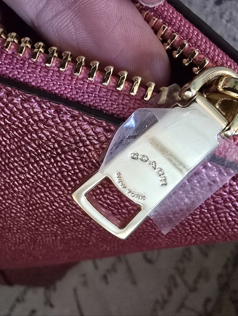 Coach Ava Chain Tote in Metallic Raspberry Crossgrain Leather NWT w/ Charms - Picture 13 of 17